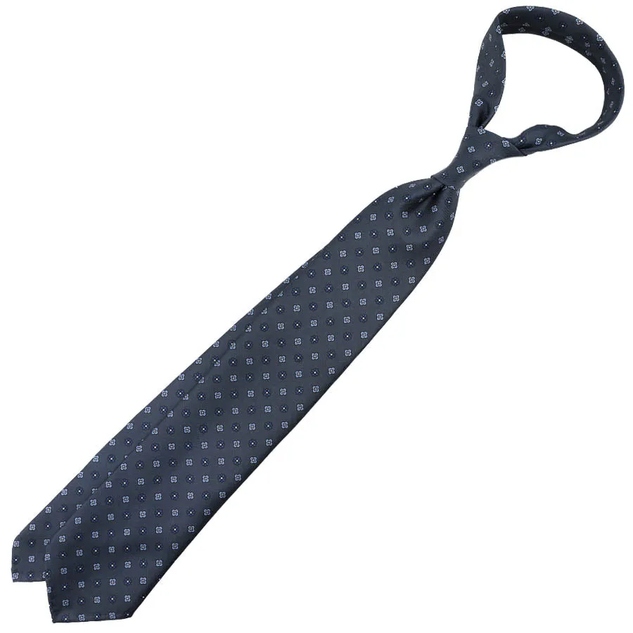 Floral Printed Silk Tie - Shadow Grey - Hand-Rolled