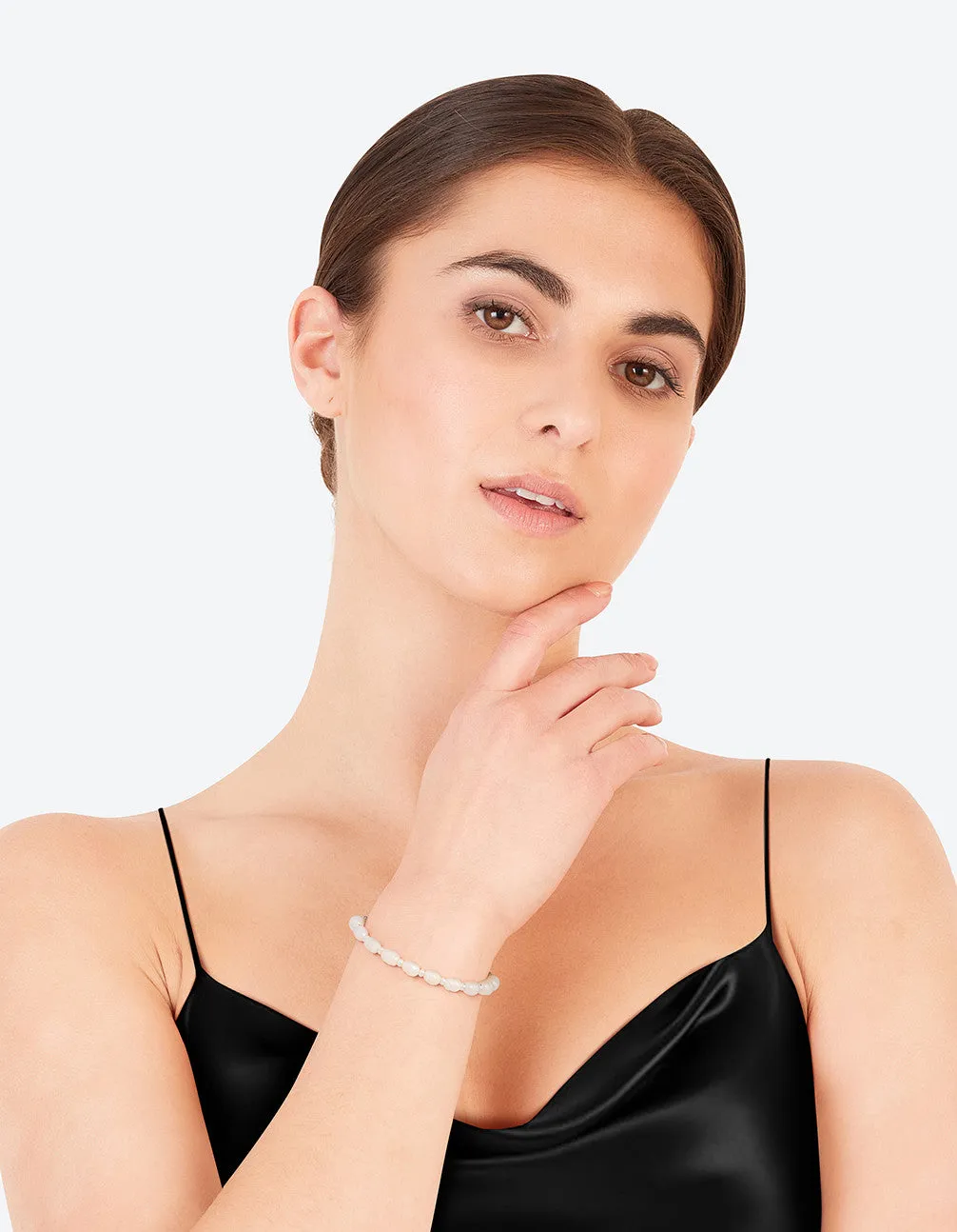 Silver Plated Freshwater Pearl Ball Toggle Bracelet