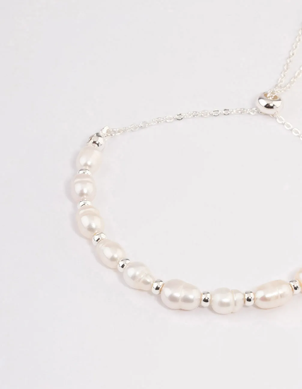 Silver Plated Freshwater Pearl Ball Toggle Bracelet