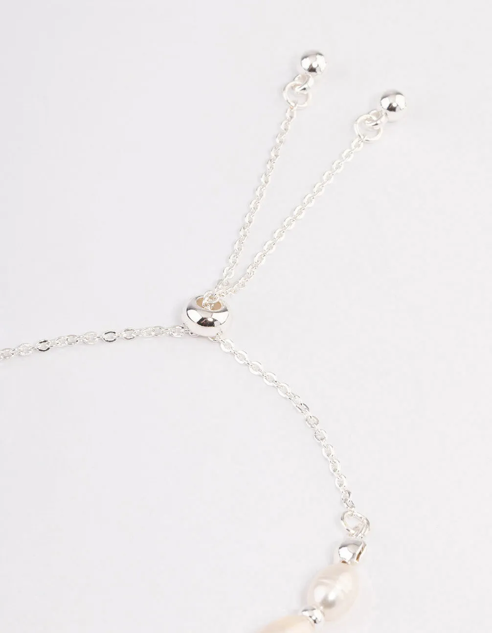 Silver Plated Freshwater Pearl Ball Toggle Bracelet