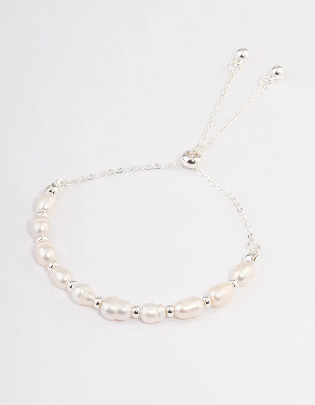 Silver Plated Freshwater Pearl Ball Toggle Bracelet