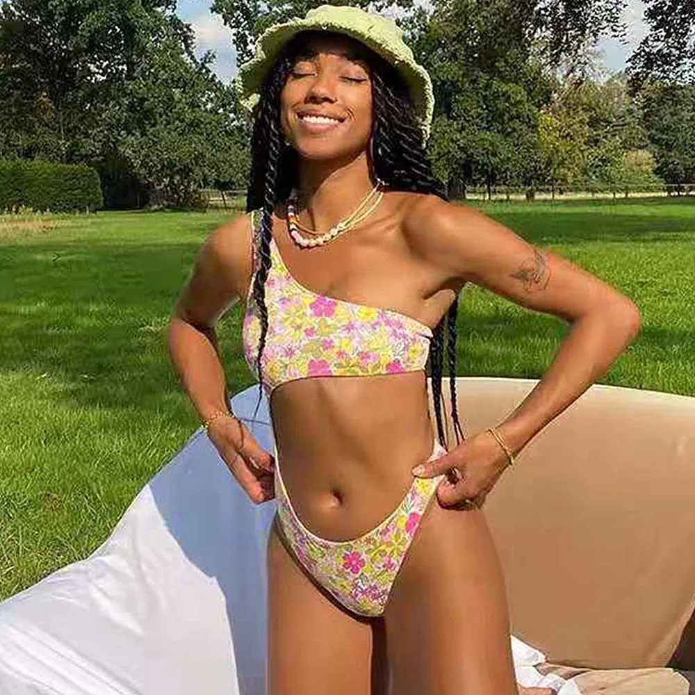 TEEK - One Shoulder Bandage Side Swimsuit